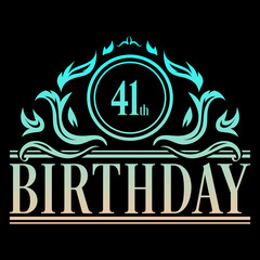 Luxury 41st Birthday Logo illustration vector