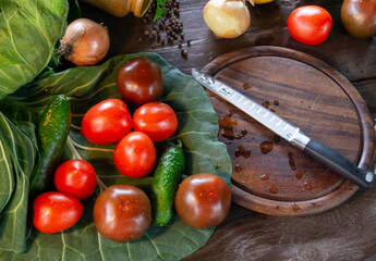 cooking food. seasonal vegetables on the table for a vegetarian recipe
