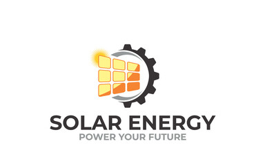 Creative innovation solar energy power vector logo design