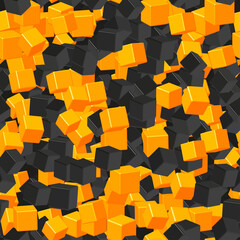 Golden and Black Cubes Seamless Pattern, 3D Illustration