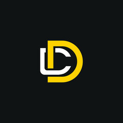 CD DC initial logo circle shape vector black and gold.