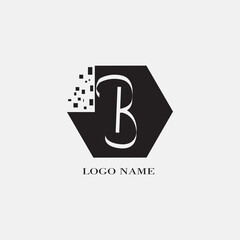 letter b illustration black and white simple logo unique vector design