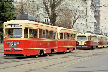 Plakat Moscow. Russia. 04/20/2019. Tram parade.