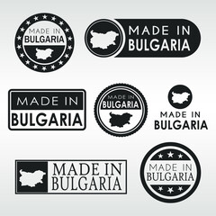Stamps of Made in Bulgaria Set. Bulgarian Product Emblem Design. Export Vector Map.