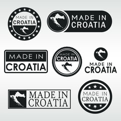 Fototapeta premium Stamps of Made in Croatia Set. Croatian Product Emblem Design. Export Vector Map.