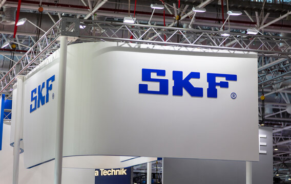 ZHUHAI, CHINA- NOVEMBER 7, 2018: SKF sign is seen during the 12th China International Aviation and Aerospace Exhibition, also known as Airshow China 2018
