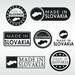 Obraz premium Stamps of Made in Slovakia Set. Slovak Product Emblem Design. Export Vector Map.