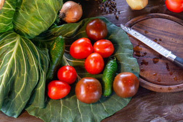 cooking food. seasonal vegetables on the table for a vegetarian recipe