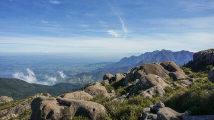 Beautiful view of the Serra Fina moutain chain and Paraíba Valley, seen from Itatiaia National Park, Brazil © RicardoOL
