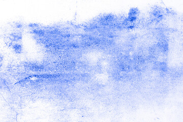 abstract of blue paint gradient on white concrete wall.