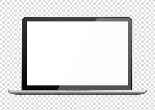 Realistic laptop front view. Notebook empty screen