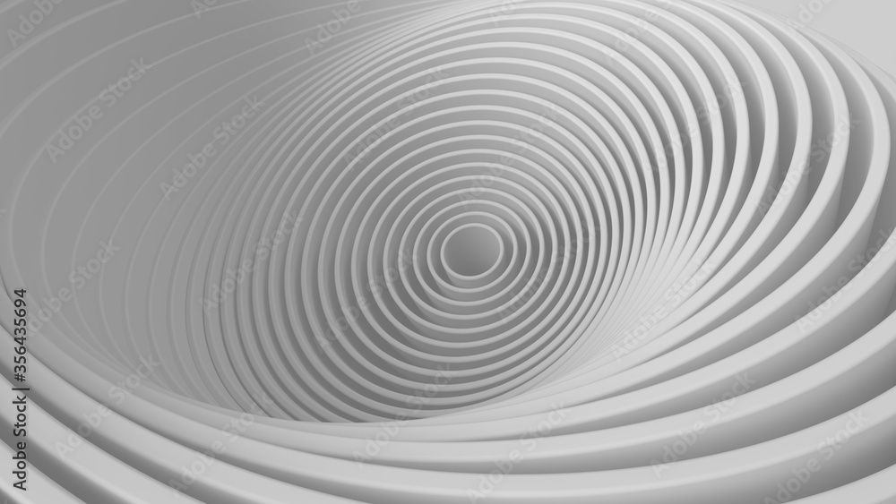 Poster 3d render of concentric circles shapes chaotically twisted. abstract bright background with tubes ge