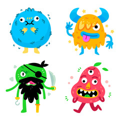 4 Silly Monsters, cute and funny creatures