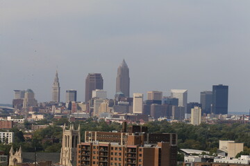 Cleveland city skyline looking north 