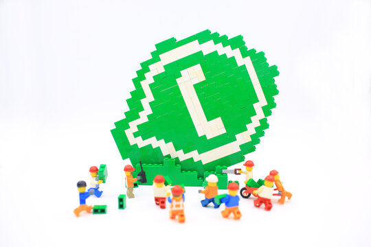 HONG KONG; JULY 25: lego minifigure with the set of city lego in hong kong on 25 july 2017. Legos are a popular line but of plastic construction toys manufactured by The Lego Group in Denmark
