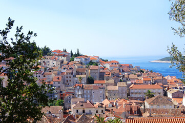 Obraz premium Mittelalterliche Altstadt der Insel Hvar - Adria/Dalmatien/Kroatien/Europa