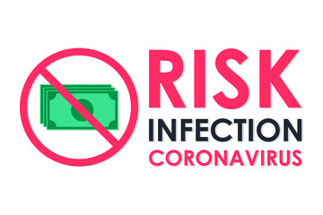 Risk infection coronavirus. Use contactless payment. Pay by card, using POS terminal, shopping online concept. Vector illustration.