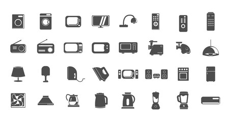 Set of household appliances icons. home appliances icon set with TV, fridge, kitchen appliances