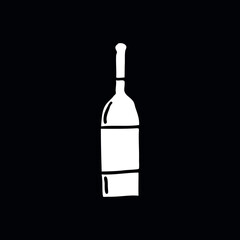 bottle of wine doodle icon, vector illustration