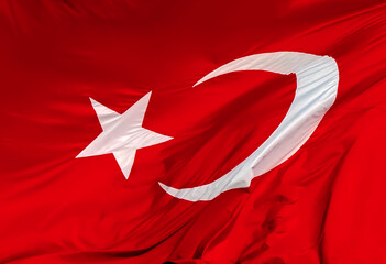 Obraz premium Turkish flag waving on the wind