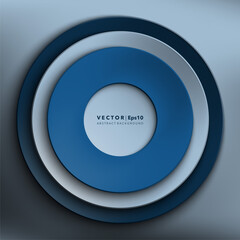 Abstract vector background. Blue paper circles. Round paper frame. Isolated with realistic light and shadow on the light panel. Vector illustration. Eps10.