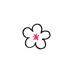 sakura flower doodle icon, vector illustration