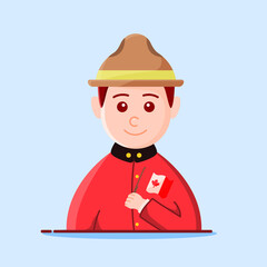 character canadian ranger holding flag - illustration greeting canada day