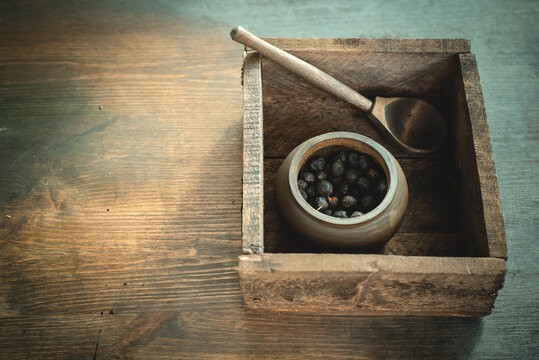 Dried Berry On The Witch Doctor Table Background.