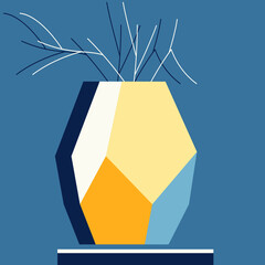 Vector illustration with plants in vase. Flat style 