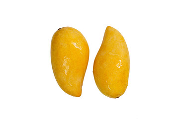Ripe Two Mangos on Isolated White Background. Healthy Concept.