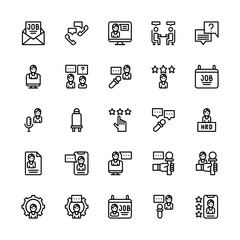 Set of interview, recruitment, job, meeting outline style icon - vector