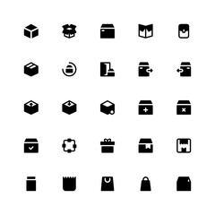 Set of package, shipping, delivery glyph style icon - vector