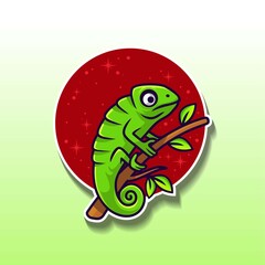 premium chameleon vector logo concept