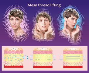 Meso thread Lift. Young female with clean fresh skin.