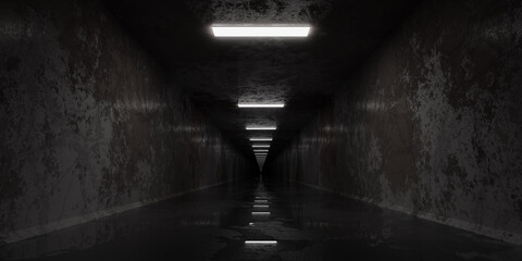 dark scary tunnel black background. underground fear concept