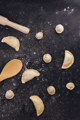 raw meat dumplings flour spinach