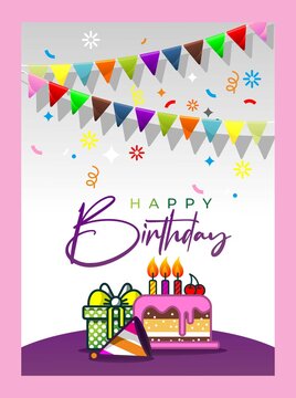 premium happy birthday banner, print template and background