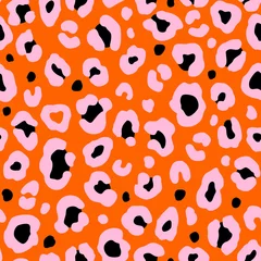 Foto op Plexiglas Oranje Kleurrijk luipaard naadloos patroon. Mode stijlvolle vector textuur.
