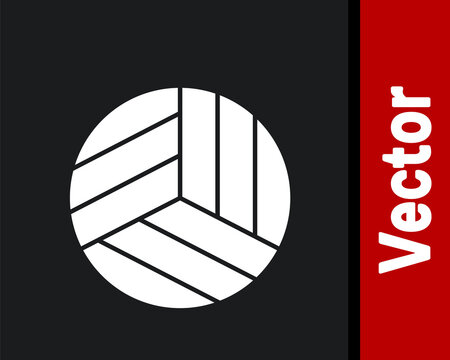White Volleyball ball icon isolated on black background. Sport equipment. Vector Illustration.