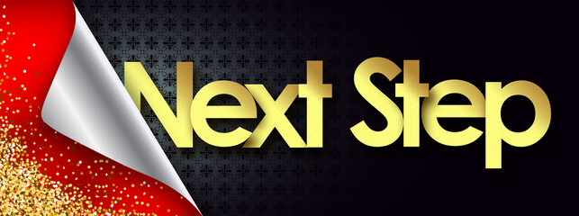 Next Step in black background and golden stars