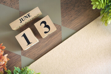 June 13, Number cube design in natural concept.