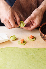cooking dumplings spinach meat