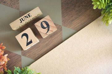 June 29, Number cube design in natural concept.