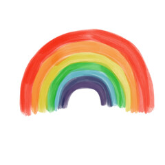 Fototapeta premium rainbow of paint isolated on white background. Kids drawing. Pride, LGBTQ symbol. 