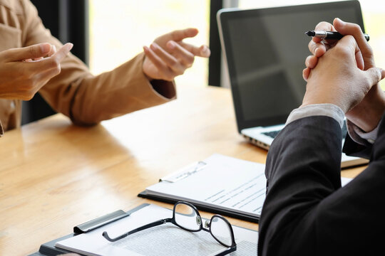 Recruitment Concept, Human resource manager with candidate in job interview.
