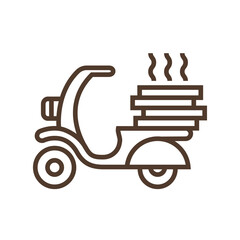 Linear vector icon with scooter and pizzas