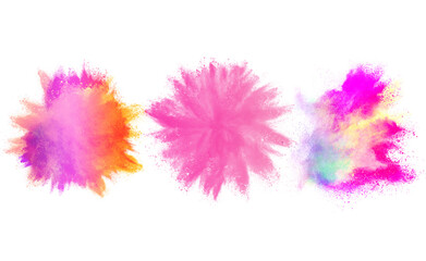 Abstract powder splatted background. Colorful powder explosion on white background. Colored cloud. Colorful dust explode. Paint Holi.