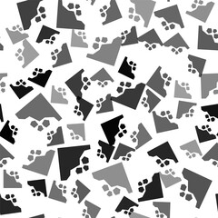 Black Landslide icon isolated seamless pattern on white background. Stones fall from the rock. Boulders rolling down a hill. Rockfall. Vector Illustration.