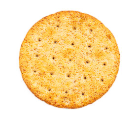 Baked round cracker chips isolated on white background with clipping path