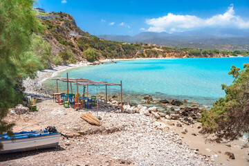 Tropical beach of Voulisma, Istron, Crete, Greece.